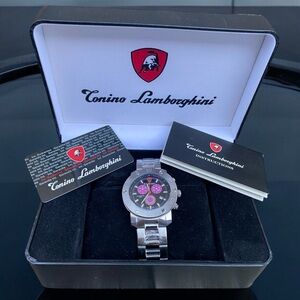 NEW Tonino Lamborghini Men's Chronograph Diamond Bezel Stainless Steel Watch